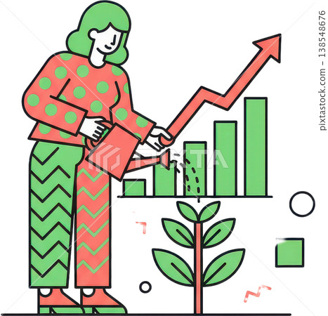 女性促進企業發展的例證:投資與成功的概念 女性促進企業發展的例證:投資與成功的概念 138548676