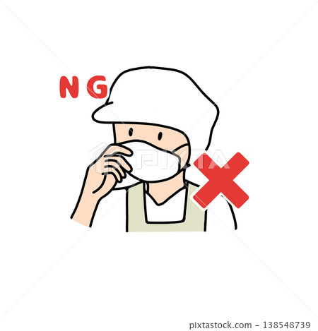 觸摸口罩是絕對禁止的(食品衛生插圖) 觸摸口罩是絕對禁止的(食品衛生插圖) 138548739