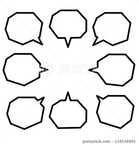 一組設計簡潔的多邊形對話框,用於突出訊息。 一組設計簡潔的多邊形對話框,用於突出訊息。 138548992