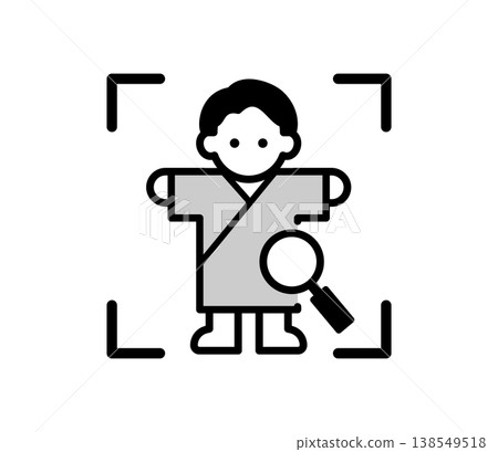 Full-body scan illustration of a man undergoing a medical checkup. 138549518