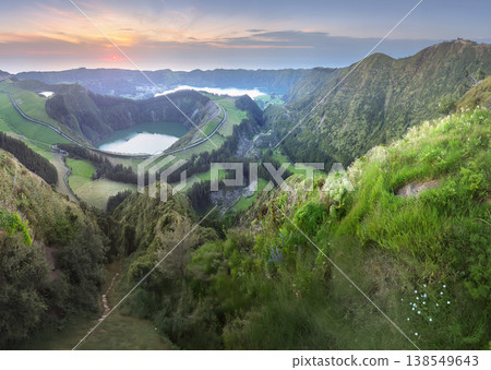 Sao Miguel Island and lake Ponta Delgada, Azores 138549643