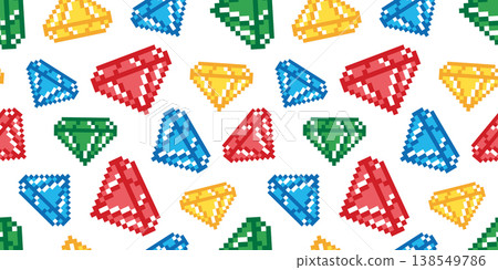 diamond seamless pattern pixel art vector gem jewelry game retro colorful tile background gift wrapping paper repeat wallpaper cartoon illustration scarf isolated design diamond seamless pattern pixel art vector gem jewelry game retro colorful tile background gift wrapping paper repeat wallpaper cartoon illustration scarf isolated design 138549786
