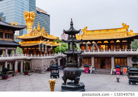 The majestic golden temple of Jing'an Temple in Shanghai and the cityscape The majestic golden temple of Jing'an Temple in Shanghai and the cityscape 138549793