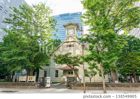 Sapporo City, Hokkaido: Sapporo Clock (former Sapporo Agricultural College Drill Hall), a symbol of Sapporo City and a popular tourist attraction. Sapporo City, Hokkaido: Sapporo Clock (former Sapporo Agricultural College Drill Hall), a symbol of Sapporo City and a popular tourist attraction. 138549905
