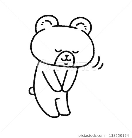 一隻可愛的鞠躬小熊（線描） 138550154