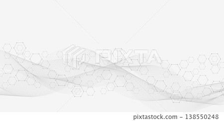Hexagonal abstract background. Big Data Visualization. Global network connection. Medical, technology, science background. Vector illustration. 138550248