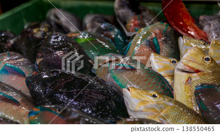 Colorful marine catches at traditional fish markets 138550465