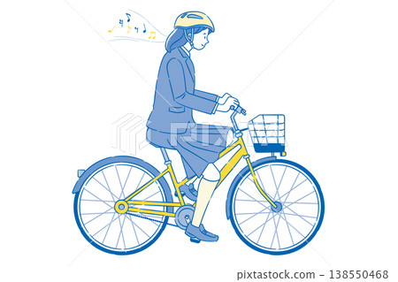 一名高中女生一邊騎腳踏車一邊聽音樂（2C） 138550468