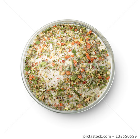 Mixed aromatic salt, spices and herbs Mixed aromatic salt, spices and herbs 138550559
