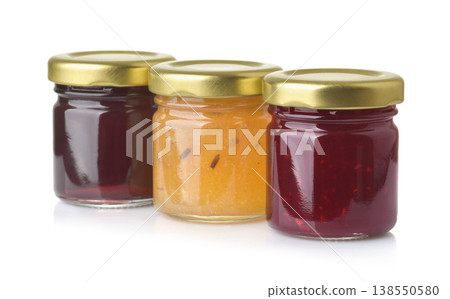 Three jars of various jam Three jars of various jam 138550580