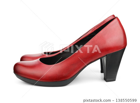 Pair of red high heel leather women shoes Pair of red high heel leather women shoes 138550599