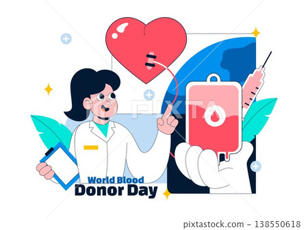 World Blood Donor Day Vector Illustration on June 14 Featuring Human Donating To Help Recipients and Save Lives In Flat Style Background World Blood Donor Day Vector Illustration on June 14 Featuring Human Donating To Help Recipients and Save Lives In Flat Style Background 138550618