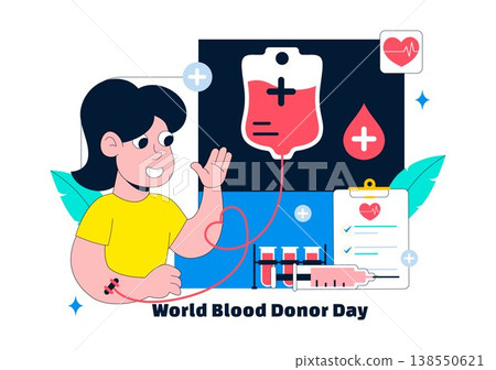 World Blood Donor Day Vector Illustration on June 14 Featuring Human Donating To Help Recipients and Save Lives In Flat Style Background 138550621