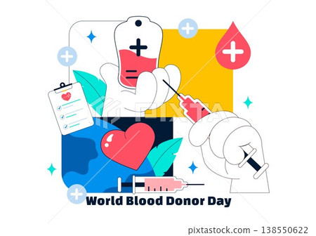 World Blood Donor Day Vector Illustration on June 14 Featuring Human Donating To Help Recipients and Save Lives In Flat Style Background World Blood Donor Day Vector Illustration on June 14 Featuring Human Donating To Help Recipients and Save Lives In Flat Style Background 138550622