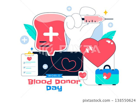 World Blood Donor Day Vector Illustration on June 14 Featuring Human Donating To Help Recipients and Save Lives In Flat Style Background World Blood Donor Day Vector Illustration on June 14 Featuring Human Donating To Help Recipients and Save Lives In Flat Style Background 138550624