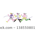 Vector illustration of a woman crossing the finish line in a marathon. 138550801