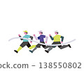 Vector illustration of a man crossing the finish line in a marathon. 138550802