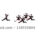 Vector illustration of a businessman crossing the finish line in first place. 138550804