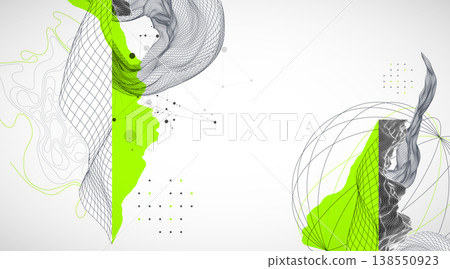 Abstract art wireframe background. Modern science or technology art elements. Surface illustration. Vector. 138550923