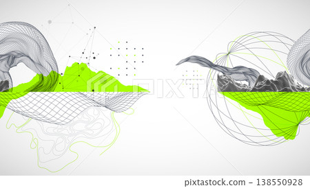 Abstract art wireframe background. Modern science or technology art elements. Surface illustration. Vector. 138550928