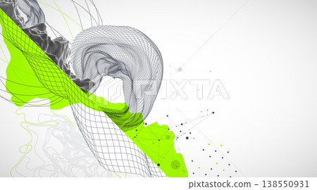 Abstract art wireframe background. Modern science or technology art elements. Surface illustration. Vector. Abstract art wireframe background. Modern science or technology art elements. Surface illustration. Vector. 138550931