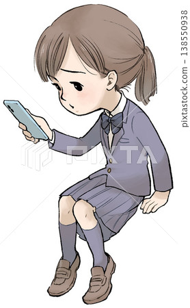 A female student looking at her smartphone and troubled. A female student looking at her smartphone and troubled. 138550938