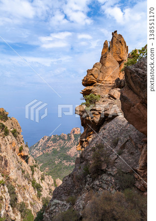 Beautiful mountainous landscape of Piana, Corsica with rugged rock formations Beautiful mountainous landscape of Piana, Corsica with rugged rock formations 138551170