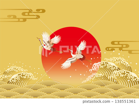 Illustration of the sea and cranes 138551361