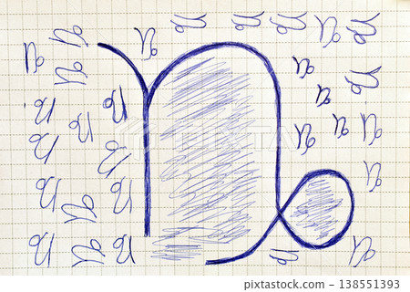 Zodiac sign drawn with a fountain pen. Zodiac sign drawn with a fountain pen. 138551393