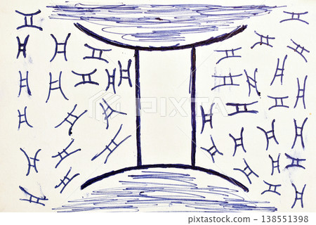 Zodiac sign drawn with a fountain pen. Zodiac sign drawn with a fountain pen. 138551398