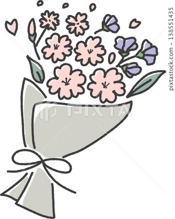 可愛的手繪風格花束插畫。非常適合母親節或其他慶祝活動。 138551435