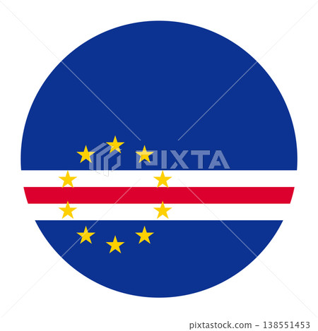 Circular Cape Verde national flag symbol. Country emblem for travel, island and African culture. 138551453