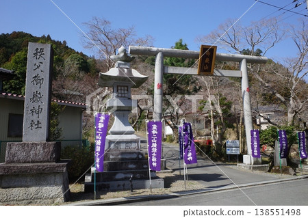 Torii gate at the entrance to Chichibu Mitake Shrine in Togo Park, Hannō City. 138551498