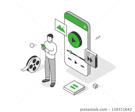 Videos on smartphones, isometric 138551642