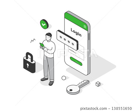 Log in with your smartphone, isometric Log in with your smartphone, isometric 138551650