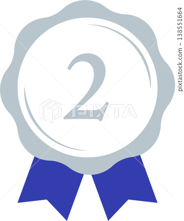 Ranking No. 2 Medal and ribbon rank icon set No.2 Blue Ranking No. 2 Medal and ribbon rank icon set No.2 Blue 138551664
