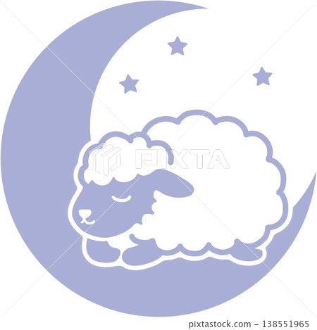 A cute illustration of a sheep sleeping on a crescent moon. Perfect for nighttime sleep and relaxation. A cute illustration of a sheep sleeping on a crescent moon. Perfect for nighttime sleep and relaxation. 138551965