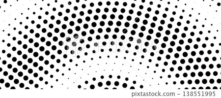 Radial dot halftone pattern. Gradient concentric ripple background, circular grid texture Radial dot halftone pattern. Gradient concentric ripple background, circular grid texture 138551995