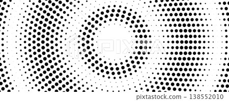 Radial dot halftone pattern. Gradient concentric ripple background, circular grid texture Radial dot halftone pattern. Gradient concentric ripple background, circular grid texture 138552010