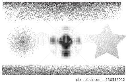 Noise grain gradient background, dot pattern spray effect set 138552012