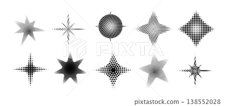 Halftone dot sparkle, stipple y2k star Halftone dot sparkle, stipple y2k star 138552028