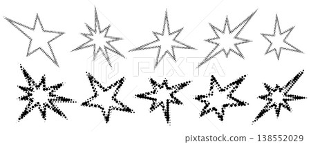 Halftone dot sparkle, stipple y2k star Halftone dot sparkle, stipple y2k star 138552029