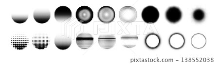 Halftone circle dot pattern, round stipple y2k gradient Halftone circle dot pattern, round stipple y2k gradient 138552038