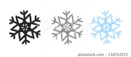 Grunge halftone snow flake icon vector spray snow flake 138552072
