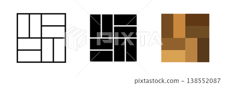 Wood parquet icon, floor tile background 138552087
