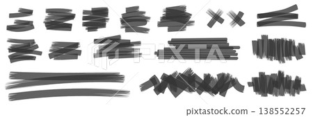 Highlighter stroke set. Marker lines, brush marks and underlines 138552257