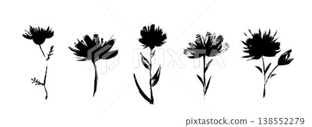 Ink brush stroke flowers isolated 138552279