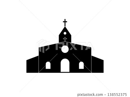 church in illutrator in black and white 138552375
