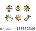 Different Types Sun Signs Color Thin Line Icon Set. Vector 138552386