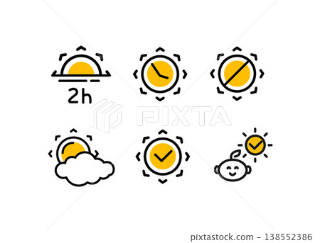 Different Types Sun Signs Color Thin Line Icon Set. Vector Different Types Sun Signs Color Thin Line Icon Set. Vector 138552386